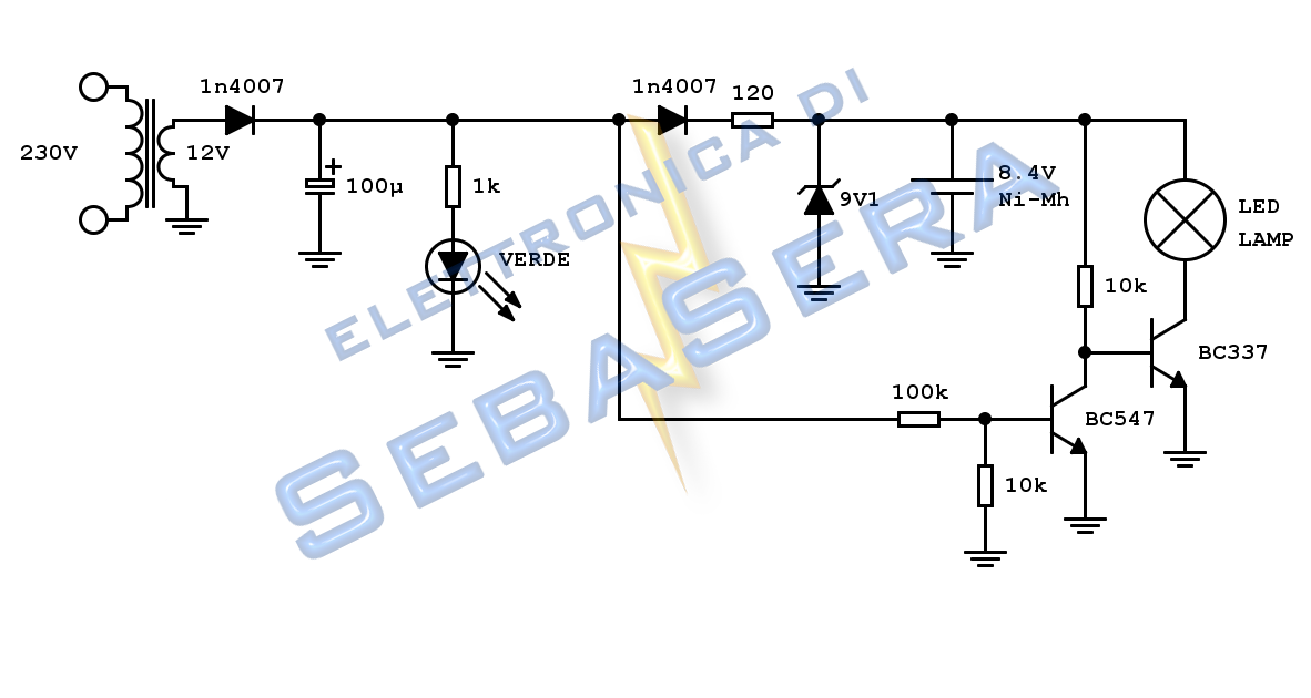 Circuito illuminazione di emergenza - Elettronica Semplice